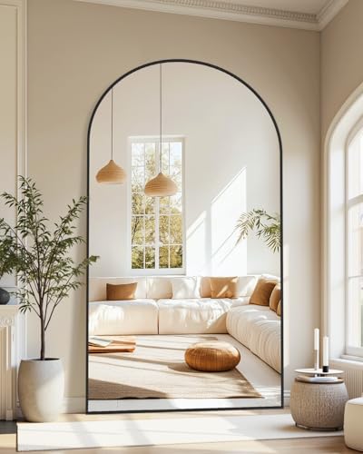 Floor Mirror, 46"×90" Full Length Mirror with Stand for Bedroom Living Room, Black - color: Black, size: 90"L x 46"W