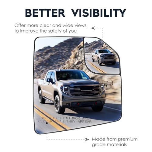 Passenger Right Side Heated Blind Spot Mirror Glass Fit for 2015-2020 Ford F-150, Side View Mirror Glass, Replacement for FL3Z17K707A - size: Passenger Side(Right)