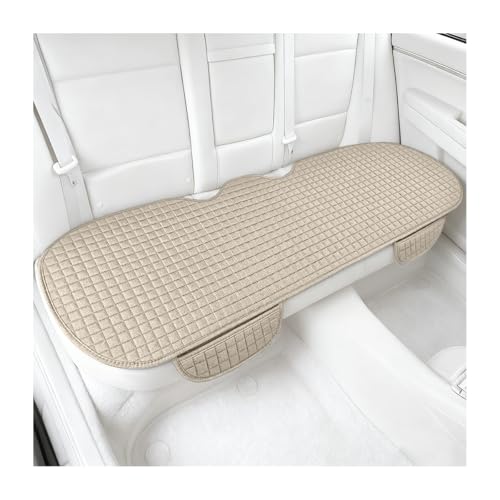 Car Back Seat Cover, Long Bottom Vehicle Rear Seat Protector with Storage Pockets, Breathable Linen Automotive Backseat Bench Cushion Pad Accessories, Universal for SUV Trucks (Beige) - color: Beige