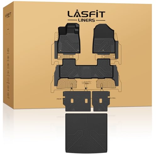 LASFIT Full Set Floor Mats for Honda Passport 2026, Extended Door Sill Coverage All Weather TPE Custom Fit Passport Floor Liner Accessories, 1st & 2nd Row & Cargo Mat with Backrest Mat Full Set, Black - style: 5）For Honda Passport | 2026 | Full Set