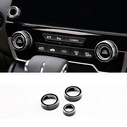 4pcs Aluminum Interior Console Trim Compatible with Honda CRV CR-V 2017 2018 2019 2020 2021 AC Air Conditioning Knob Start Stop Button Navigation Volume Knob Cover Trim (4Pcs Black) - color: Black