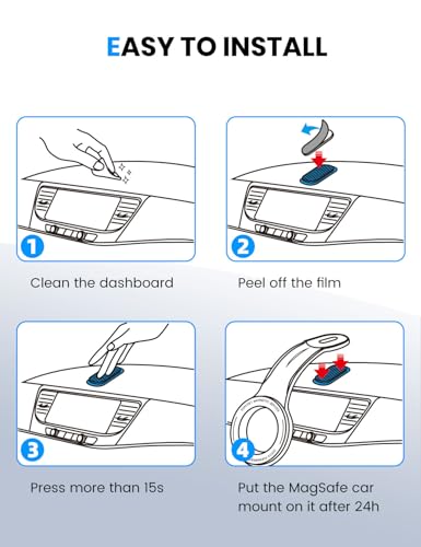 eSamcore Enlarged [3.22" X 2.16"] 2 Pack Single-Sided 3M VHB Adhesive Pad with Loop Strip Replacement Only Compatible with Magsafe Car Mount Detachable【#253】 - size: Enlarged