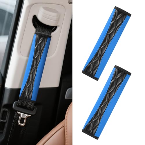 wuyaoyao 2PCS Car Seat Belt Cover Pad, Soft Leather Seatbelt Covers for Car, Seatbelt Protector for Shoulder & Neck, Universal Seat Belt Shoulder Strap Covers for Kids and Adults (Blue) - color: Blue
