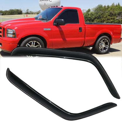 92971 Rainproof Side Window Wind Deflectors for 2015-2025 Ford F-150; 2017-2025 Ford F-250, F-350, F-450 SD Standard Cab, Tape-on Sun Rain Guard Sets,Nice Looking Vent Deflector - size: F-150/F-250/F-350/F-450