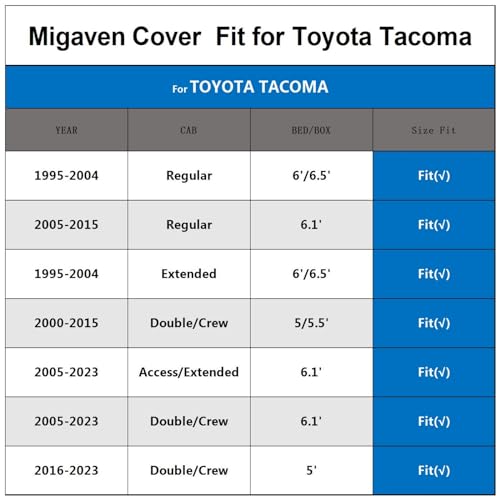 Car Cover Custom Fit for Toyota Tacoma 2005-2025, Waterproof All Weather for Automobiles Full Exterior Cover Rain Sun Snow Protector with Door Zipper Black - size: Custom Fit for Toyota Tacoma