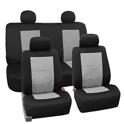 FH Group Universal Fit Full Set Neoprene Car Seat Covers for Low Back Front Seat Covers, Solid Back Seat Cover, Washable Seat Cover for SUV, Sedan, Van, Gray - color: Gray