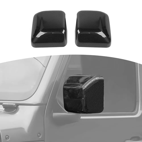 RT-TCZ for Jeep JL Side Mirror Cover Trim Carbon Fiber for Jeep Wrangler JL JLU Gladiator JT 2018-2024 Carbon Fiber Exterior Accessories 2pcs - color: Carbon Fiber
