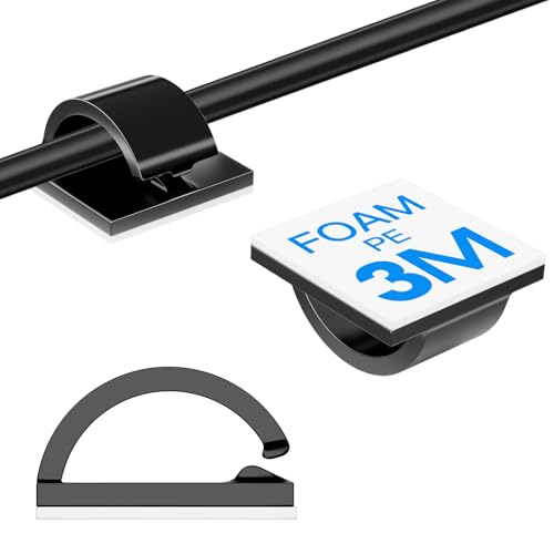 120Pcs Adhesive Cable Clips, Black Small, Cord Holder, Cord Clips for Dash cam, Ethernet Cable, Christmas Lights, USB, Phone Chargers, The Wall, Desk, nightstand, Car