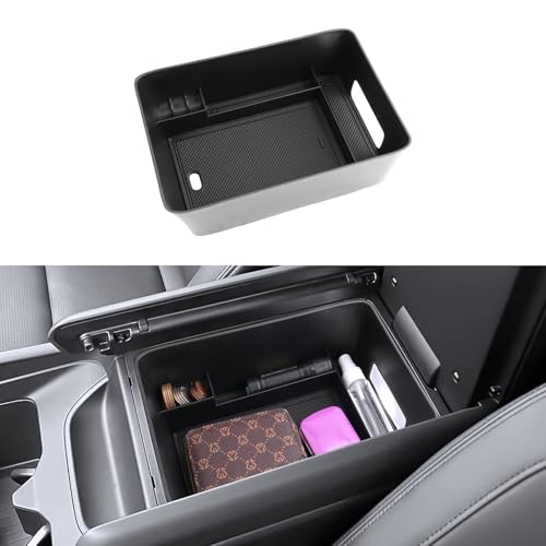 (2Pack) Coleya 2024 2025 2026 Santa Fe Center Console Organizer (Lower&Armrest)(SE/SEL/XRT/Limited/Calligraphy), Durable ABS Plastic&Anti-Slip Rubber Console Tray 2026 2025 Santa Fe Hybrid Accessories - color: Lower+Armrest (2-pack Console Organizer)