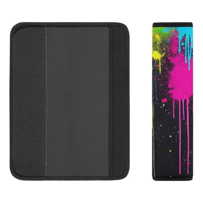 Comfortable Cushion Pad Car Shoulder Strap Harness Pad, Paint Splatter Dark Colorful 2PCS Car Belt Covers - color: Color850