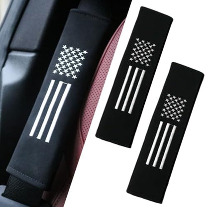 KAELTHAS 2 PCS Car Seat Belt Cover Pad Cushions Comfortable Driving Interior Accessories for Car SUV Truck Tractor Golf Cart UTV (Napa Leather with USA Flag) - style: Napa Leather with USA Flag