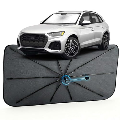 Car Windshield Sun Shade for Audi Q5 2018-2026 –[Reflective Coated Fabric] Sunshade Umbrella for Front Window, Car Shades Sun Visor Keep Car Cool and Protects Interior, 1:1 Exact Fit - size: For Audi Q5 2018-2026