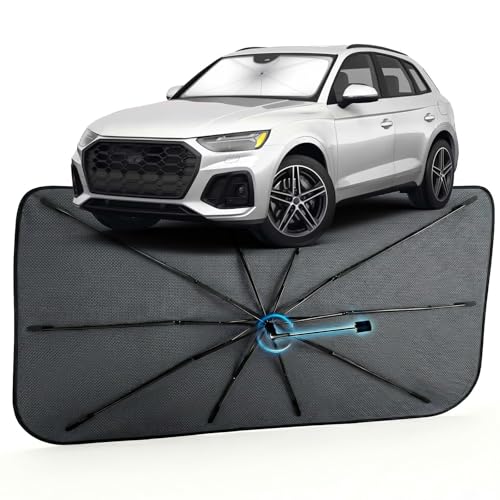 Car Windshield Sun Shade for Audi Q5 2018-2026 –[Reflective Coated Fabric] Sunshade Umbrella for Front Window, Car Shades Sun Visor Keep Car Cool and Protects Interior, 1:1 Exact Fit - size: For Audi Q5 2018-2026