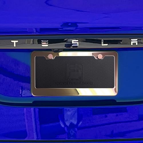 T304 Stainless Steel License Plate Frame – 8K Mirror Polish Finish, Rust-Resistant, Slim Design, Universal Fit, Includes Screw Caps, Washers & Stainless Steel Screws (Rose Gold) - color: Rose Gold