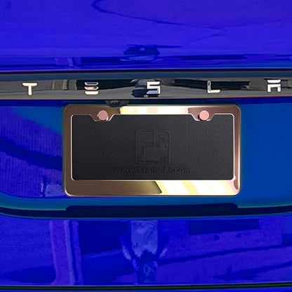 T304 Stainless Steel License Plate Frame – 8K Mirror Polish Finish, Rust-Resistant, Slim Design, Universal Fit, Includes Screw Caps, Washers & Stainless Steel Screws (Rose Gold) - color: Rose Gold