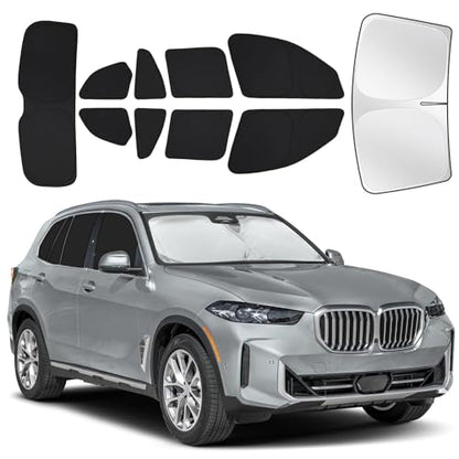 for BMW x5 2019-2025 Car Window Shades, 10pcs Privacy Sun Shade Set for Front Windshield Side and Rear Windows, Full Window Covers Keeps Vehicle Cool for Camping Napping - size: Fit for Bmw X5 2019-2025