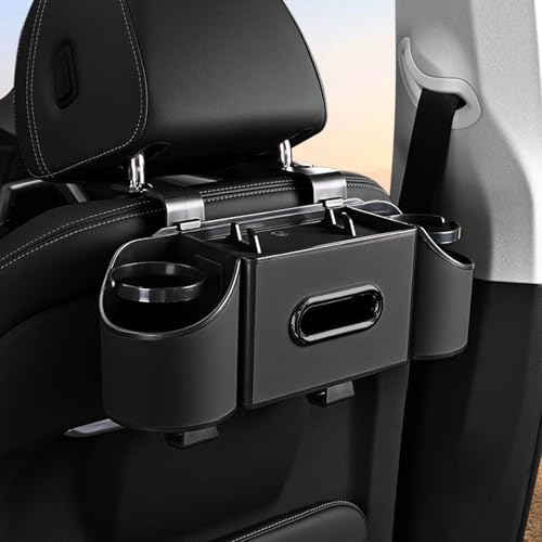 Back Seat Car Organizer,4 in 1 Multifunctional Car Back Seat Storage Box with Drink Cup Holder Tissue Box, for Hold Phone,Snacks, Drinks, Handbag-Black-2Packs - color: Black-2Pack