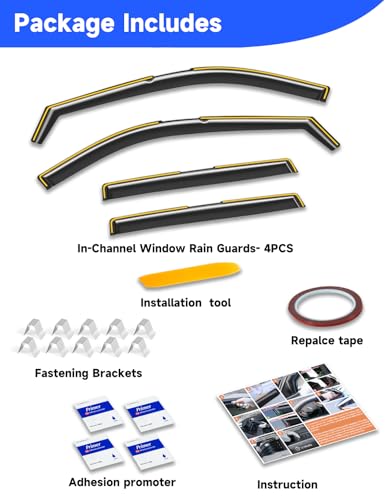 in-Channel Rain Guards Fit for Nissan Rogue 2021 2022 2023 2024 2025 Window Rain Guards Visors Vent Visors Window Deflector Vent Shades Car Accessories -4 pcs - size: Fit for 2021-2025 Nissan Rogue