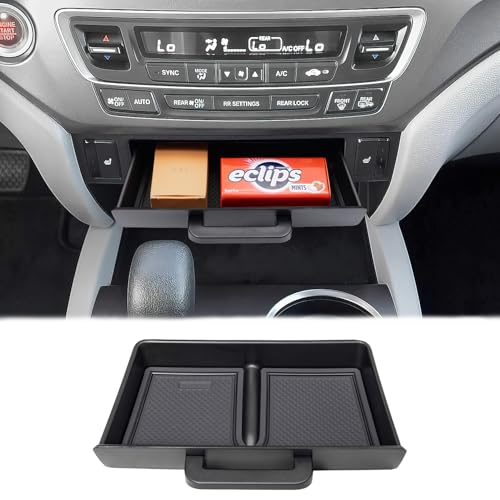 PIMCAR Removable Tray for 2016-2022 Honda Pilot/2017-2026 Honda Ridgeline/2019-2025 Honda Passport Center Console Organizer Storage Box Interior Accessories (Only Fit Models with Cubby) - size: Cente Console Drawer