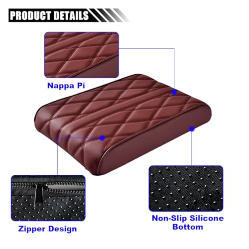 Car Center Console Cover Pad, Leather Auto Console Arm Rest Cover, Waterproof Car Armrest Seat Box Cushion Protector, Memory Foam Armrest Pillow for Most Cars (Burgundy) - color: Burgundy