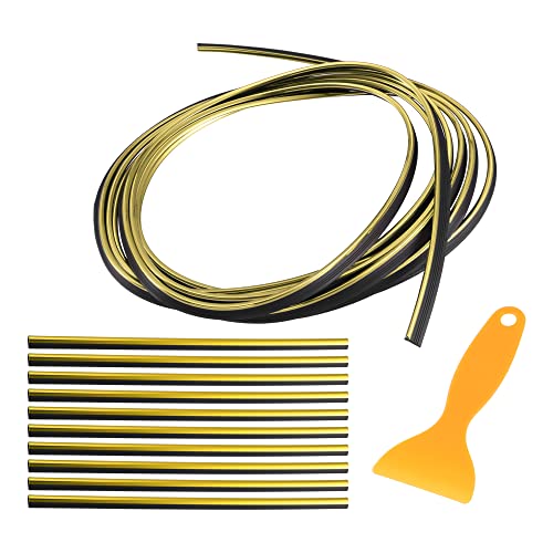 Motoforti Universal Car Air Conditioner Vent Outlet Trims, Interior Accessories, Car Decorative Filler Insert Strip Line, 5m 16.4ft, PVC, Gold Tone, 1 Set - color: Gold Tone