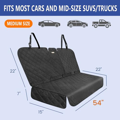 ALLANSING Back Seat Cover - 900D Oxford Waterproof Car Seat Protector, Fits Cars/SUVs/Trucks, Split Bench, Non-Slip, for Messy Kids & Drooling Dogs, Easy Clean(Black) - size: Medium-54"W