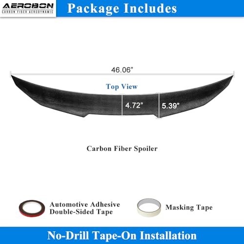 AeroBon Real Carbon Fiber Trunk Spoiler Compatible with 2014-2020 Audi A3 S3 RS3 Spoiler 8V Sedan Rear Spoiler (H Style) High Kick - size: H