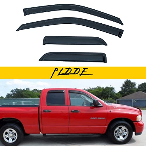 Window Visor Rain Guards Compatible with 2009-2018 Dodge Ram 1500 Quad Cab/Extended Cab,Window Wind Deflector Vent Visors for Trucks Accessories Outside Mount Tape-On 4 Pieces - size: for 2009-2018 Dodge Quad/Extended Cab