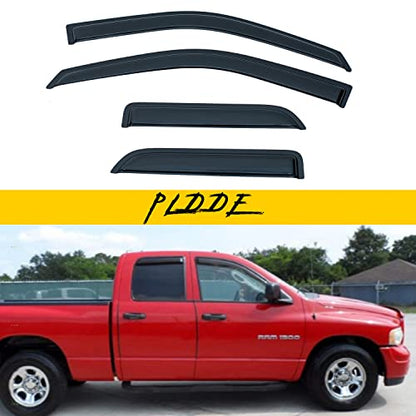 Window Visor Rain Guards Compatible with 2009-2018 Dodge Ram 1500 Quad Cab/Extended Cab,Window Wind Deflector Vent Visors for Trucks Accessories Outside Mount Tape-On 4 Pieces - size: for 2009-2018 Dodge Quad/Extended Cab