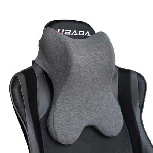 Car Neck Pillow for Driving Gaming Chair Headrest Pillow Office Chair Neck Pillow Ergonomic Design Double Straps Design Suitable for Different Heights - color: Medium Grey
