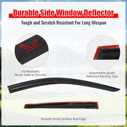 IKON MOTORSPORTS Tape on Window Visors Compatible with 2025-2026 Nissan Kicks, Mugen Style Acrylic Somke Rain Guards, Side Window Wind Deflectors 4PCS