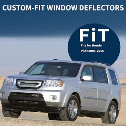 4PCS Rain Guards Window Visors Fits for 2009-2015 Honda Pilot, Outside Mount Durable Vent Visors Shade, Front & Rear Wind Deflector, 2009 2010 2011 2012 2013 2014 2015 - size: For Honda Pilot 2009-2015