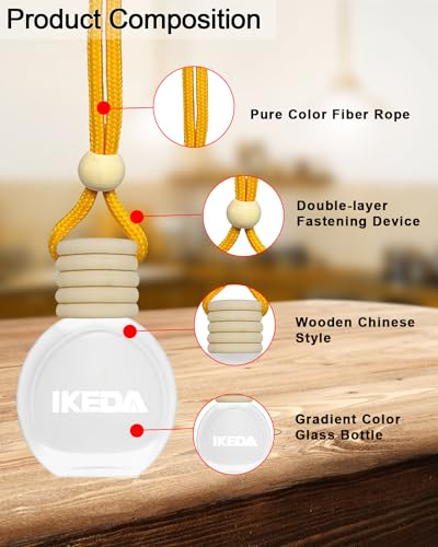 Car Air Freshener Hanging, Car Scent with Vent Clip Bottle,45-Days Long Lasting Fragrance,Essential Oil Diffuser,Odor Eliminator for Home Deodorizer (Round, Coconut)