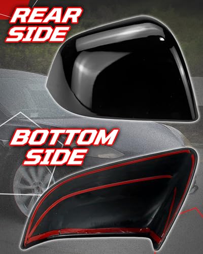 Side Mirror Caps Cover Compatible with Tesla Model Y 2021 2022 2023 2024 Black Mirror Covers - color: Model Y Gloss Black Mirror Covers