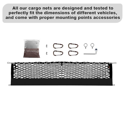 Muslogy Truck Bed Cargo Net Trunk Netting Compatible with Toyota Tacoma 2005-2022 2023 Accessories, Pickup Cargo Organizer SUV Sedan Storage Net w/Heavy Duty Carabiners - style: 2005-2023 Tacoma