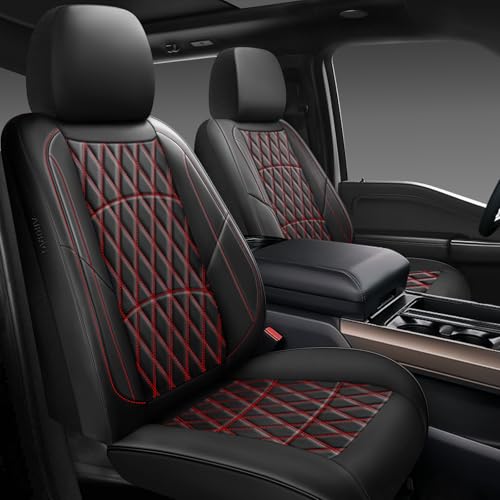 NS YOLO Leather Car Seat Covers,Universal Fit for Most Cars,SUVs and Sedans,Waterproof Luxury Leatherette Cushions, 5 Seats Protectors (Black and Red, Full Set-5 Seats(Front and Rear)) - color: Black and Red, size: Full Set-5 seats(front and rear)