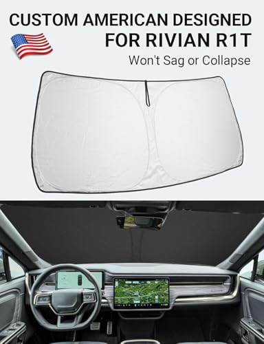 Proadsy Windshield Sunshade Custom for Rivian R1T 2022-2025 2026 Block Sun & UV Foldable 4-Layer Front Window Car Shade Protector Prime Accessories - size: Rivian R1T 2022-2026