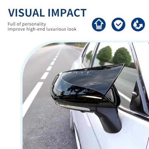Side Mirror Cover Compatible with Toyota (Camry 2018-2025, Ox Horn Style-Gloss Black) - size: Ox Horn Style-gloss Black