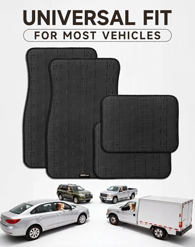 Ultra Durable Car Floor Mats, Premium PVC Coil All-Weather Automotive Floor Mats, Universal Fit with Anti-Slip Nibbs Backing, Waterproof | Wear Resistant | Flame Retardant, Black 4PCS - color: Black