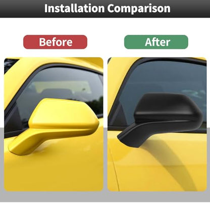 CheroCar Compatible with Camaro Exterior Door Handle Cover Handle Trim Decor Exterior, Mirror Shell Accessories Compatible with 2016-2025 Chevrolet Camaro, Black