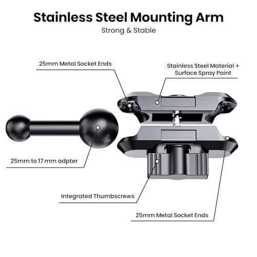 Kaishengyuan Metal Phone Mount for Ram Truck 2013-2018, Dash Mount Cell Phone Holder Compatible with RAM 1500/2500/3500 & 2019+ Classic, Metal Ball Adapter Phone Stand Arm Fit for Most Smartphones - style: Universal Mount