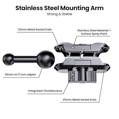 Kaishengyuan Metal Phone Mount for Ram Truck 2013-2018, Dash Mount Cell Phone Holder Compatible with RAM 1500/2500/3500 & 2019+ Classic, Metal Ball Adapter Phone Stand Arm Fit for Most Smartphones - style: Universal Mount