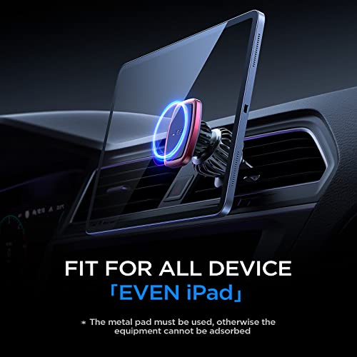 LISEN Magnetic Phone Holder for Car Upgraded Clip Ultra Car Phone Holder 6 Strong Magnets Cell Phone Holder Car Magnetic Case Friendly Phone Car Holder Mount for 4-6.7 inch Smartphones (Red) - color: Red