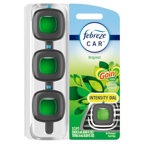 Febreze Car Air Freshener, Odor-Fighting Automotive Vent Clip, Gain Original Scent, 3 Count