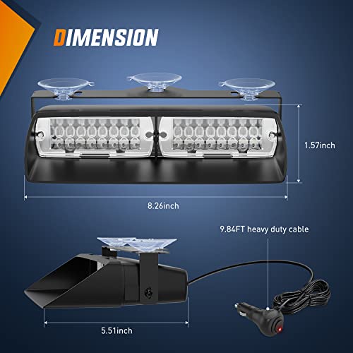 Nilight White Emergency Strobe Lights Windshield Hazard Warning Safety Flash with Suction Cups Super Bright LED Light for Police Enforcement Firefighters Vehicle Truck - color: White