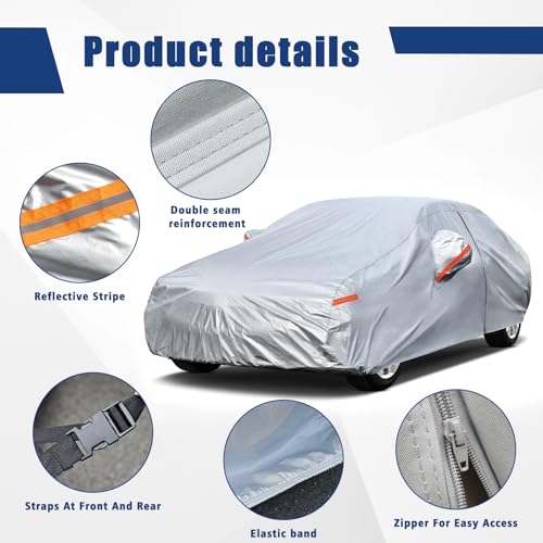Kayme 6 Layers Car Cover Custom Fit for BMW 3 Series 320i 325i 328i 330i 335i (2013-2025) Waterproof All Weather for Automobiles, Outdoor Full Cover Rain Sun UV Protection.Silver - size: 4. Custom Fit BMW 3 Series