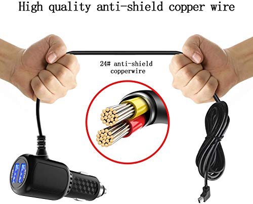 Car Charger for Garmin Nuvi, Garmin GPS Charger Cable,Mini USB Power Cord Cable Dual Port USB Vehicle Power Charging Cable Cord for Garmi Nuvi C255 Dashcam
