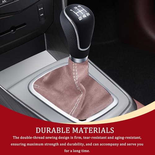 Car Shift Boot Cover, Stick Shift Cover, Suede Leather Manual Automatic Car Shifter Lever Knob Dust Protector, Dustproof Gear Shift Protection Sleeve Gaiter for Sedan Truck (Pink White) - color: Pink White