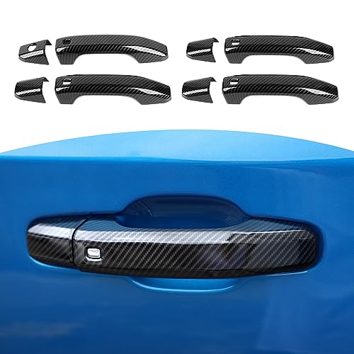 RT-TCZ for Silverado Door Handle Cover Trim Carbon Fiber for Chevy Tahoe 2021 Up Suburban 2020 Up Silverado 2019 Up for GMC Yukon 2021 Up Sierra 2019 Up Black Carbon Fiber Grain Exterior Accessories - color: Gray