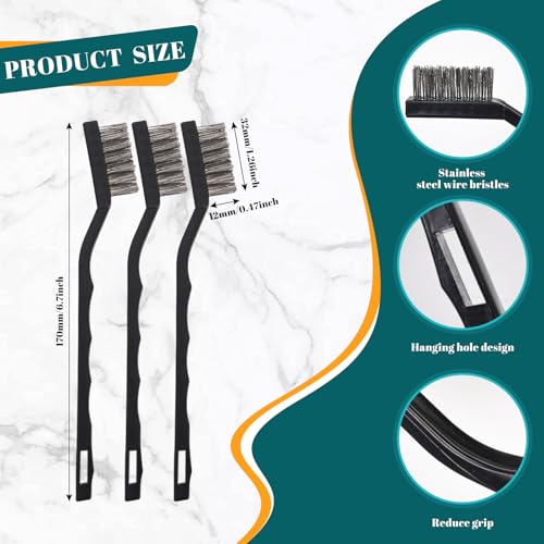 12 Pcs Mini Stainless Steel Wire Brush Set, Wire Scratch Brush with Curved Handle, Cleaning Weld Slag and Rust - style: Stainless Steel